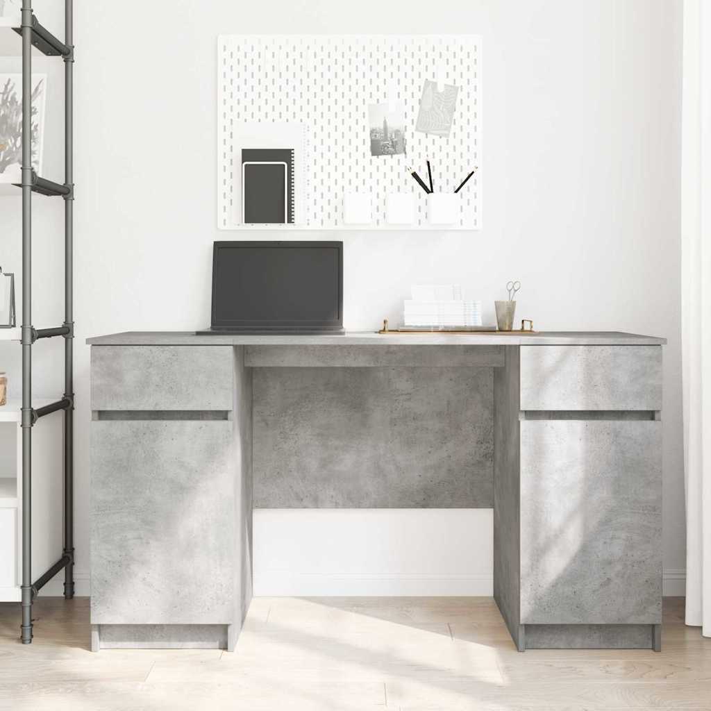 Stol s ladicama Beton siva 140 x 49 x 76 cm Konstruirano drvo