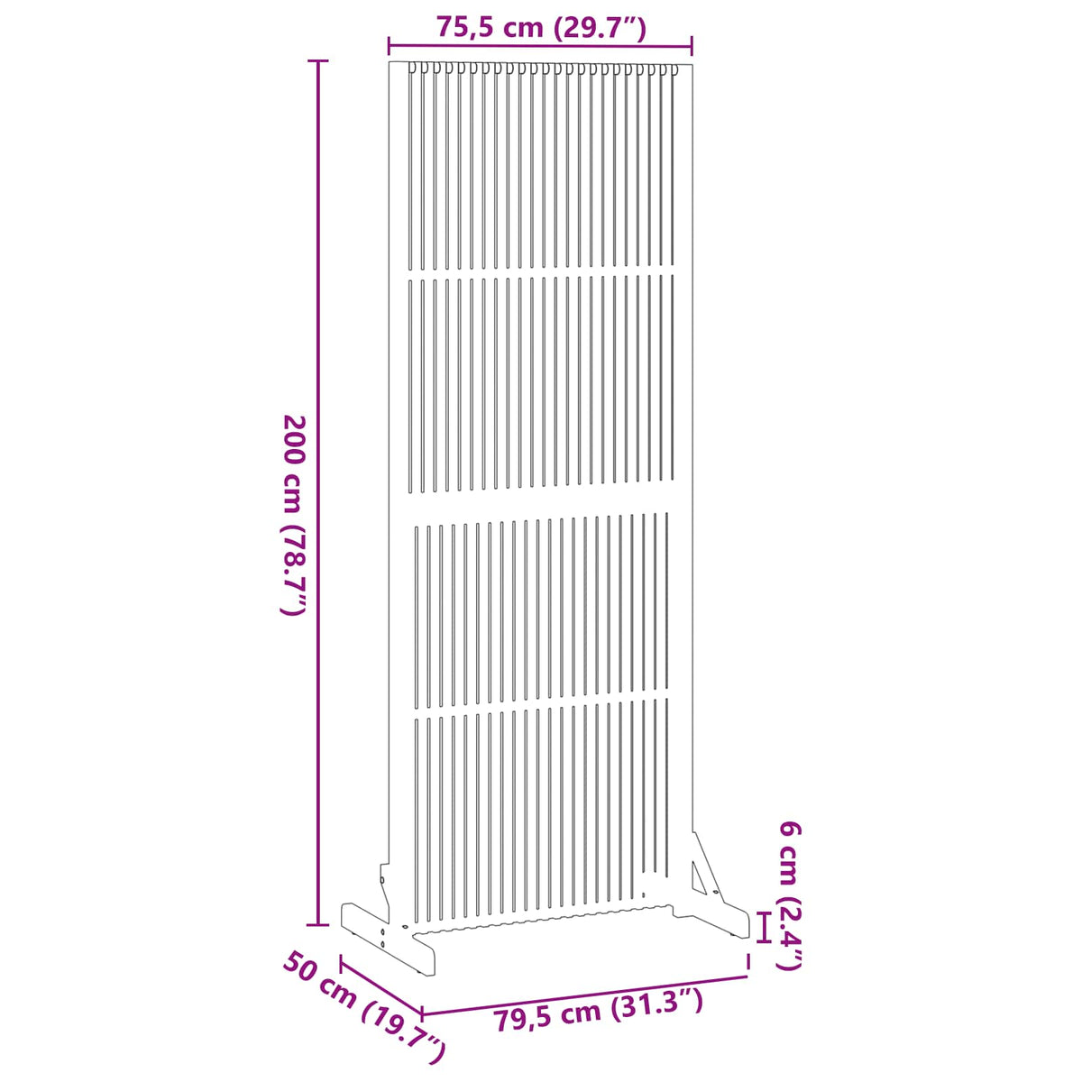 Zaslon za privatnost Smeđa 79,5 x 50 x 200 cm
