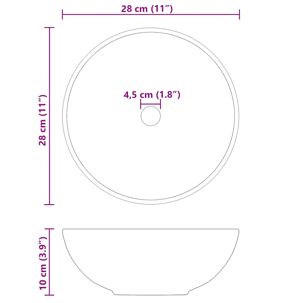 Umivaonik sjajno crni Ø28x10 cm keramički