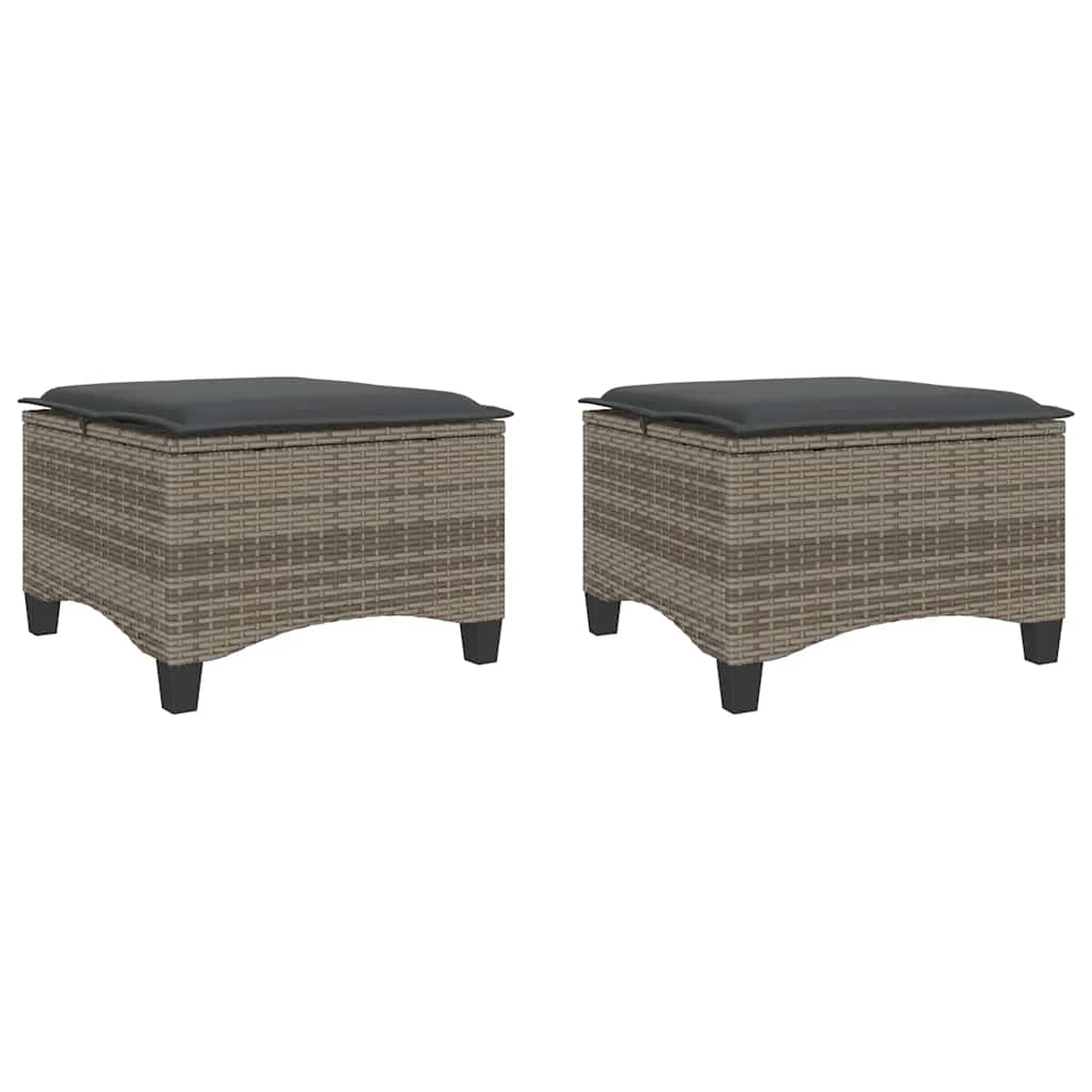 Vrtni tabure s jastucima 2 kom sivi 55x55x36 cm poliratan