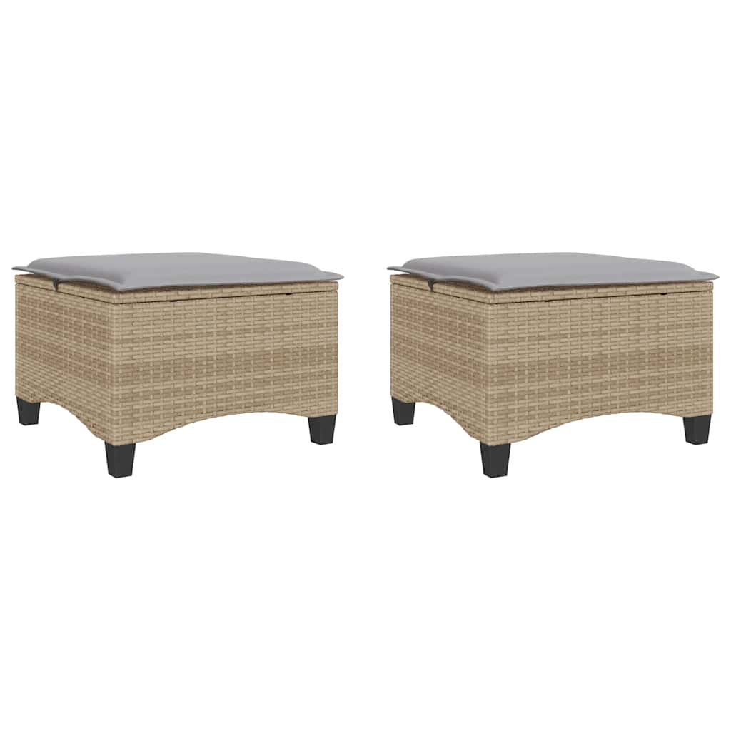 Vrtni tabure s jastucima 2 kom bež 55x55x36 cm poliratan