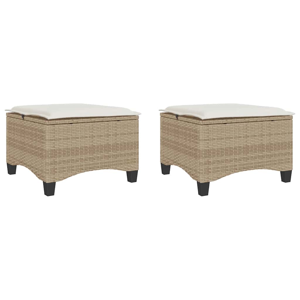 Vrtni tabure s jastucima 2 kom bež 55x55x36 cm poliratan
