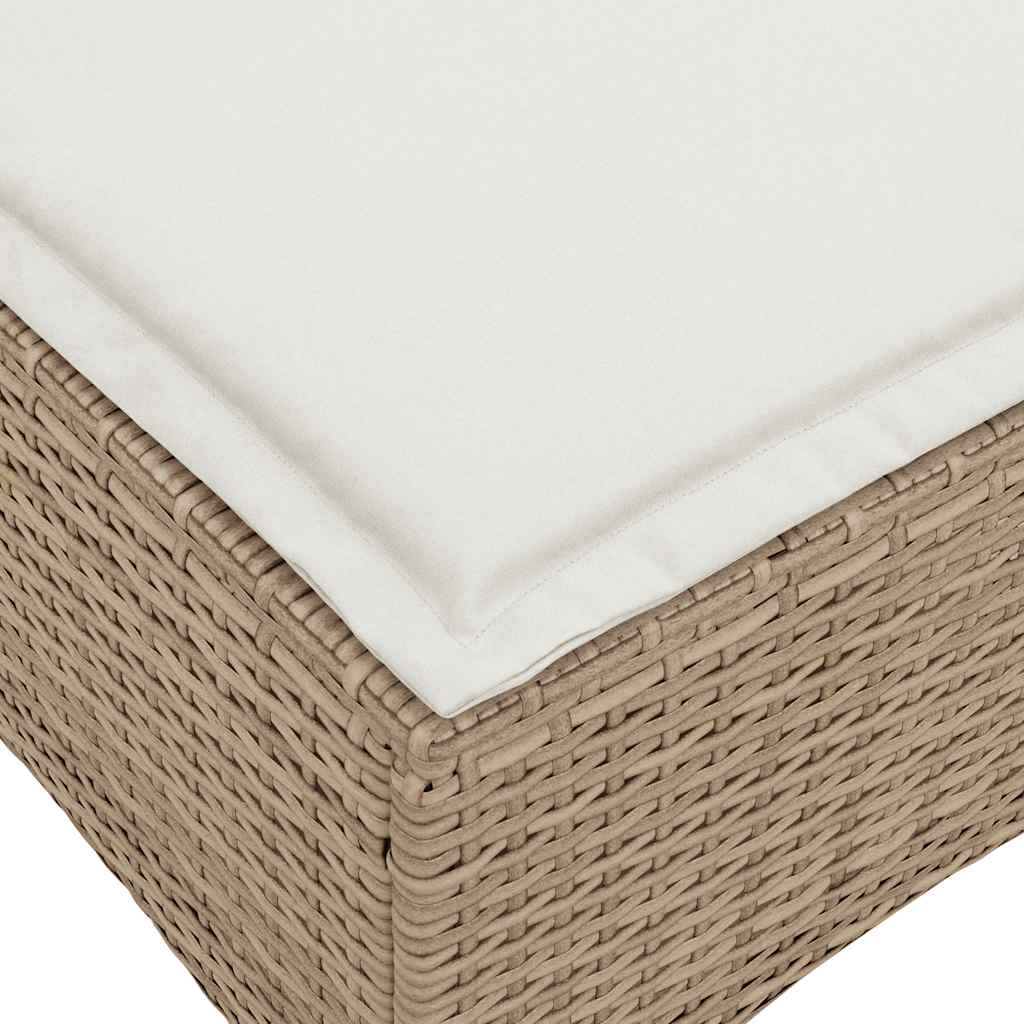 Vrtni tabure s jastucima 2 kom bež 55x55x36 cm poliratan