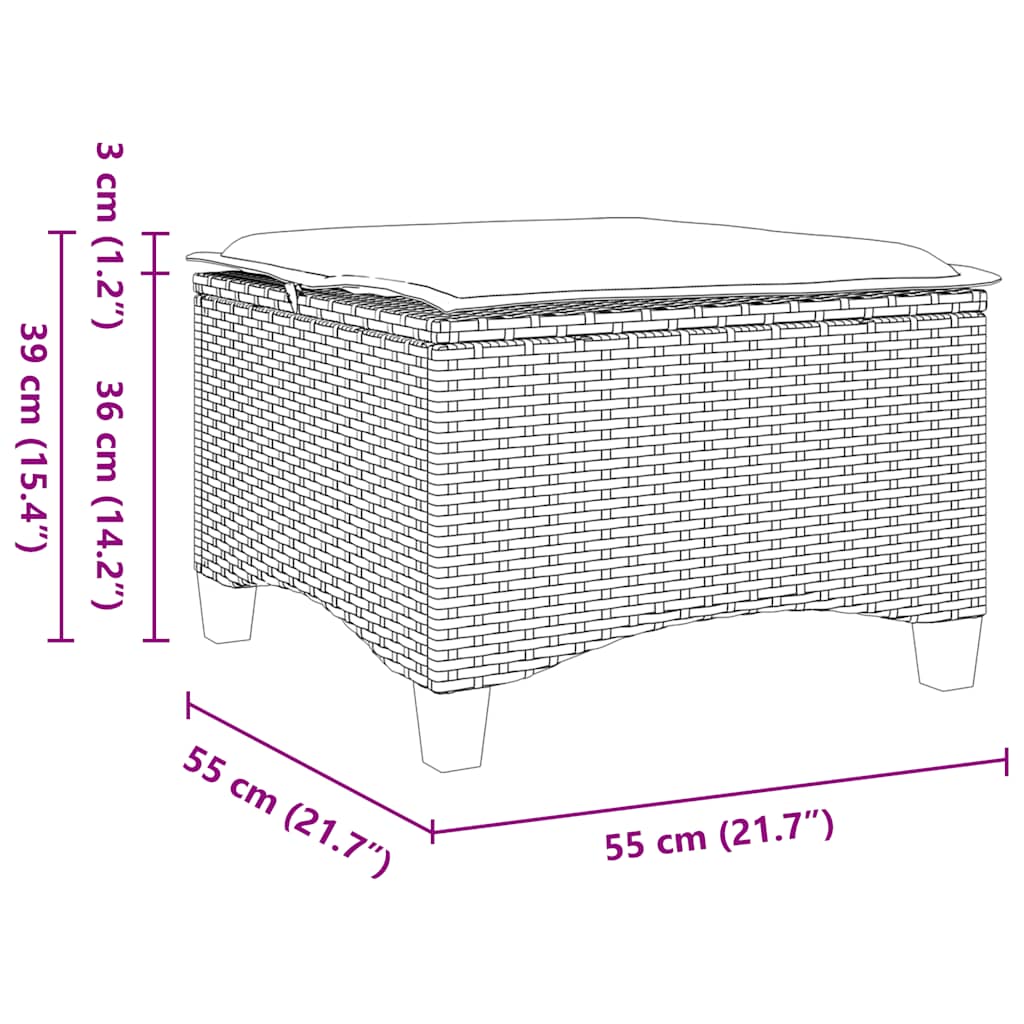 Vrtni tabure s jastucima 2 kom bež 55x55x36 cm poliratan