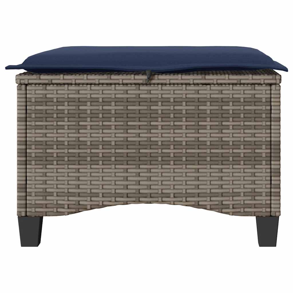 Vrtni tabure s jastucima 2 kom sivi 55x55x36 cm poliratan