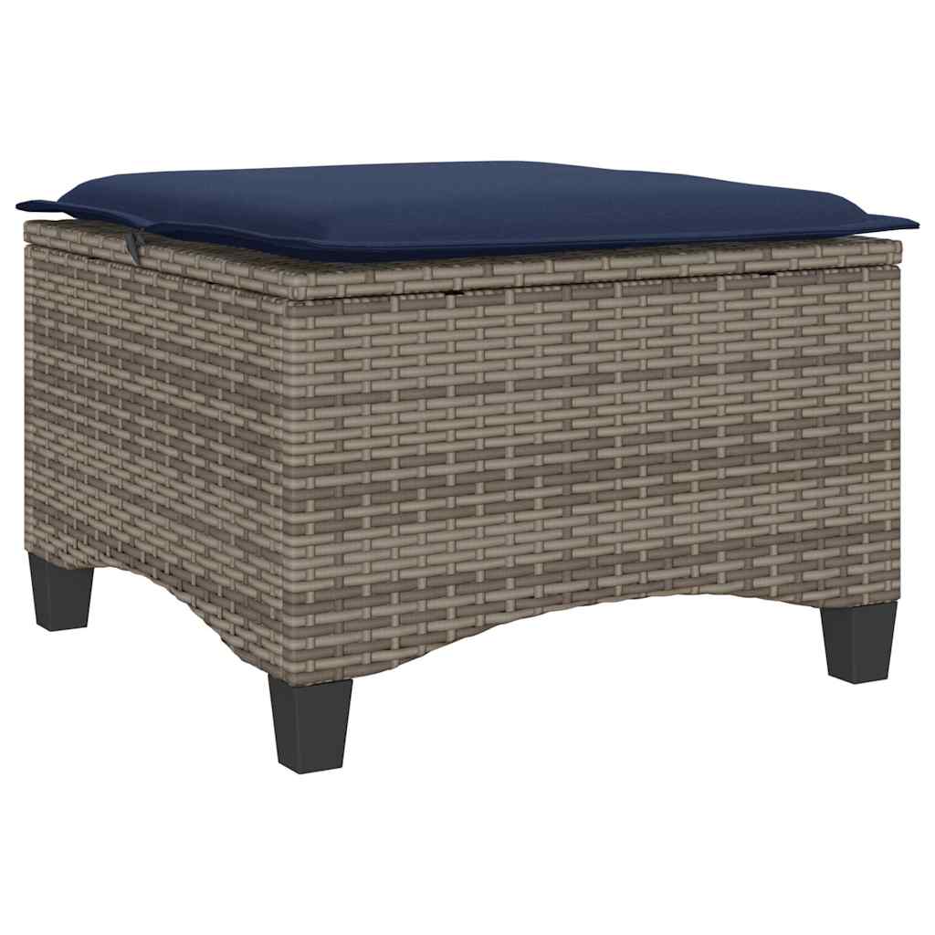 Vrtni tabure s jastucima 2 kom sivi 55x55x36 cm poliratan