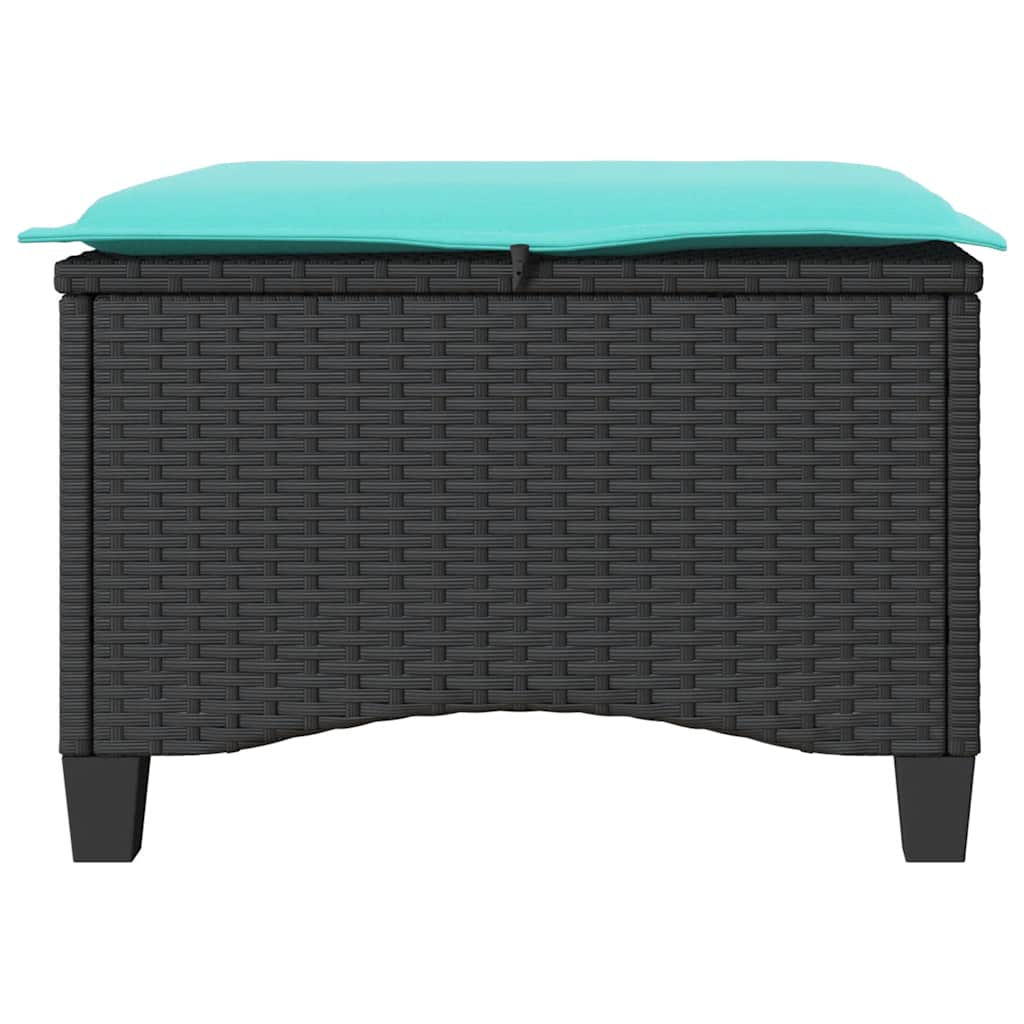 Vrtne stolice s jastucima 2 kom. Crne 55x55x36 cm Poli ratan