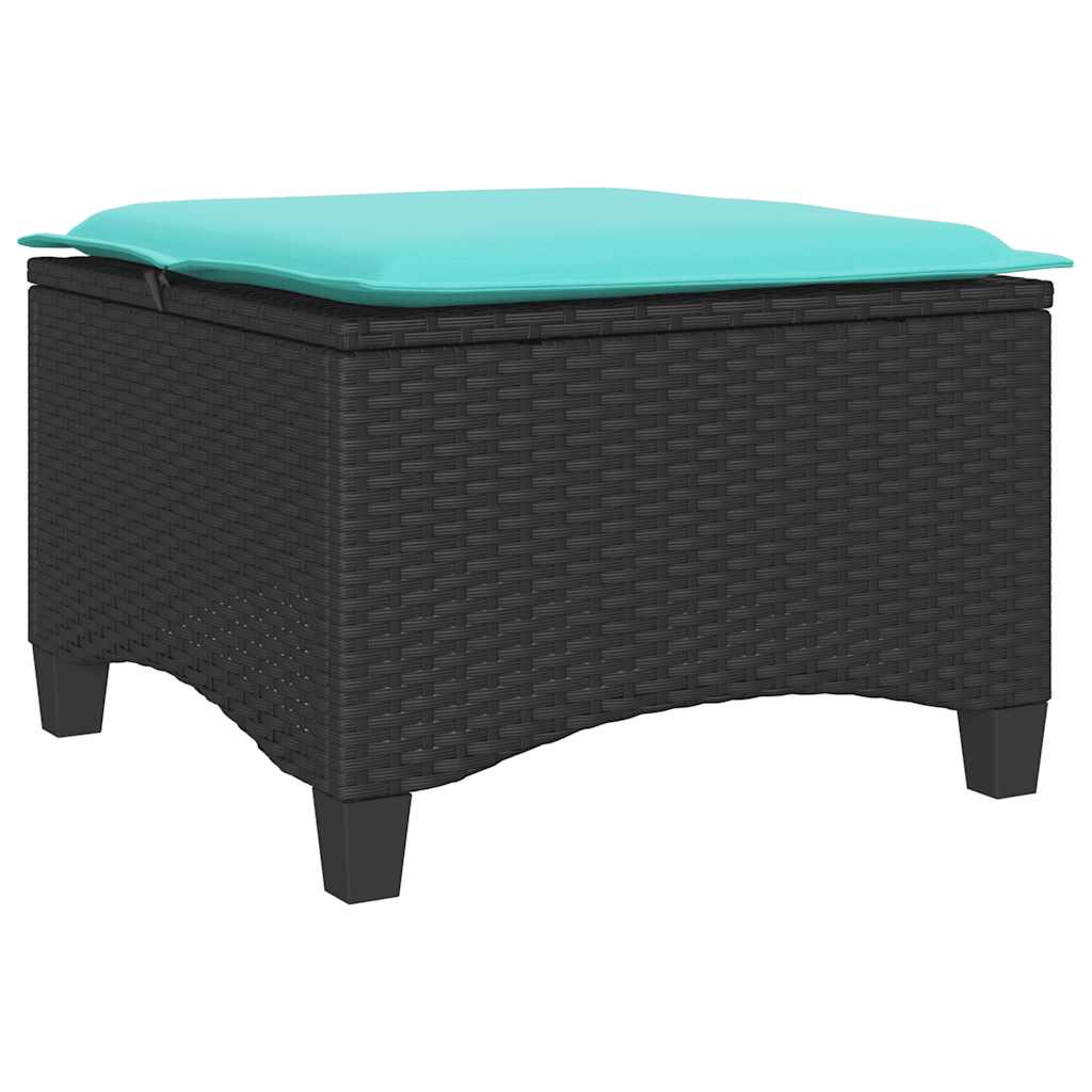 Vrtne stolice s jastucima 2 kom. Crne 55x55x36 cm Poli ratan