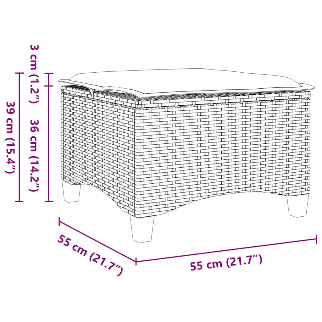 Vrtne stolice s jastucima 2 kom. Crne 55x55x36 cm Poli ratan
