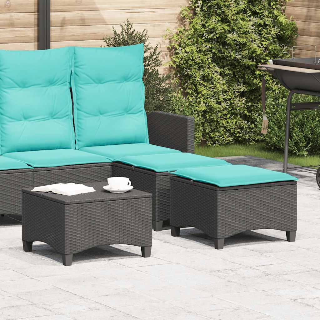 Vrtne stolice s jastucima 2 kom. Crne 55x55x36 cm Poli ratan