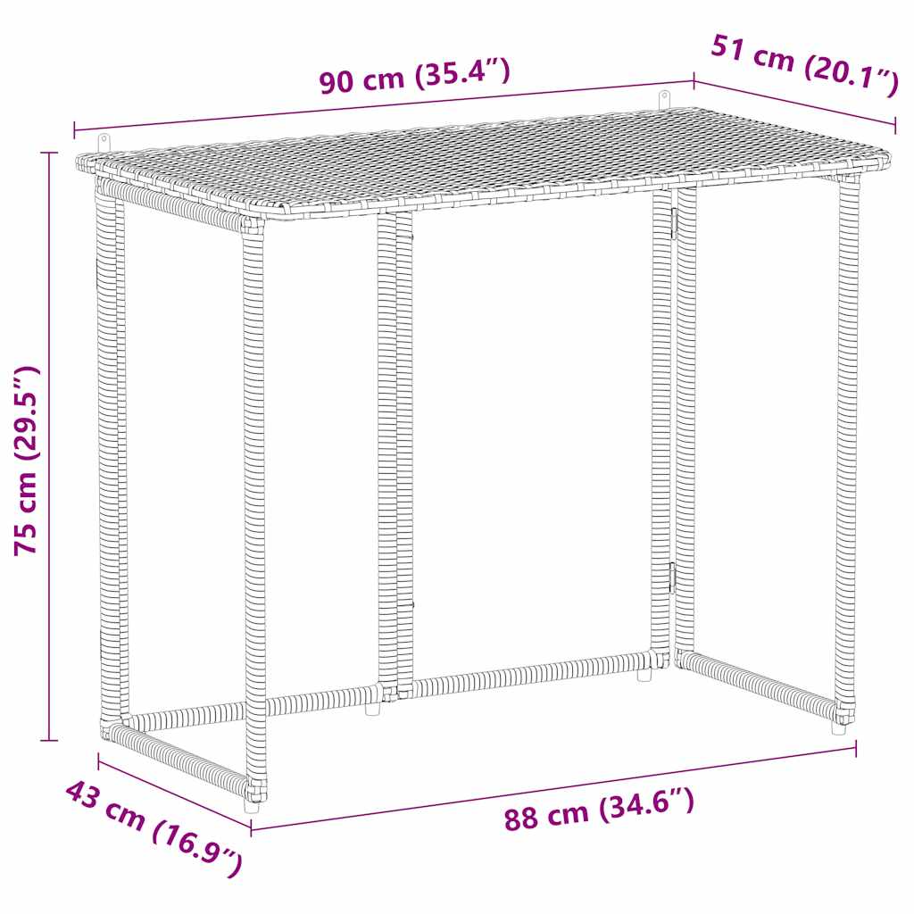 Sklopivi vrtni stol sivi 90x51x75 cm poliratan