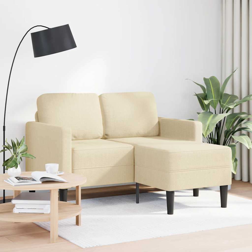 Sofa 2-sjed s ležaljkom u obliku slova L krem 125 cm tkanina