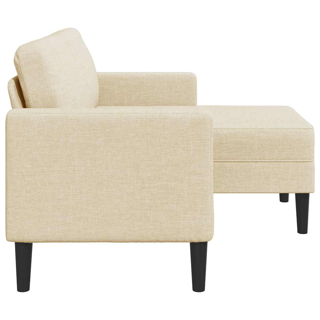 Sofa 2-sjed s ležaljkom u obliku slova L krem 125 cm tkanina
