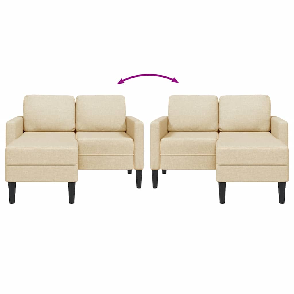 Sofa 2-sjed s ležaljkom u obliku slova L krem 125 cm tkanina