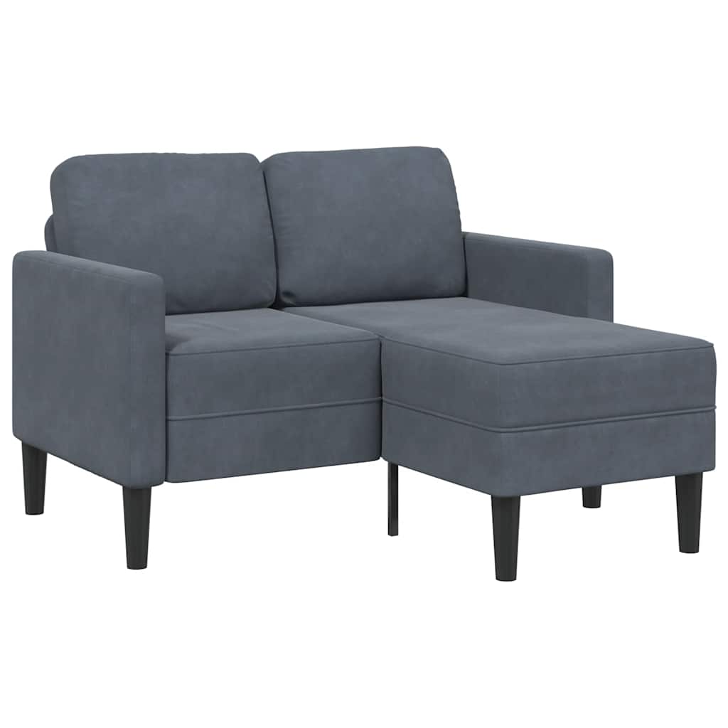 Sofa 2-sjed s ležaljkom u obliku slova L tamnosiva 125cm baršun