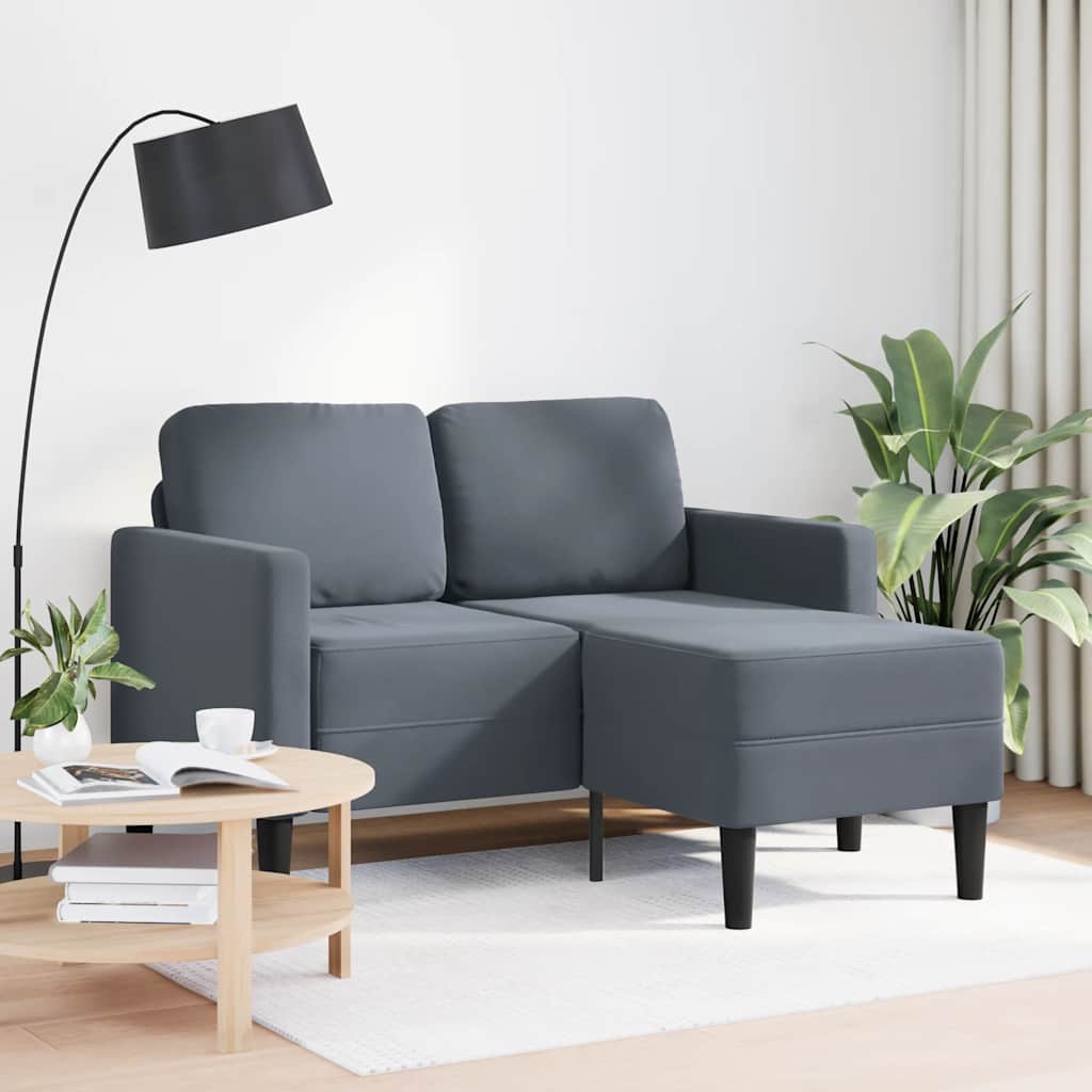 Sofa 2-sjed s ležaljkom u obliku slova L tamnosiva 125cm baršun