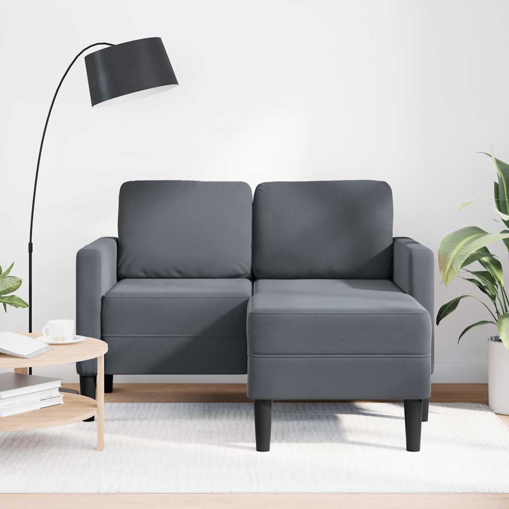 Sofa 2-sjed s ležaljkom u obliku slova L tamnosiva 125cm baršun
