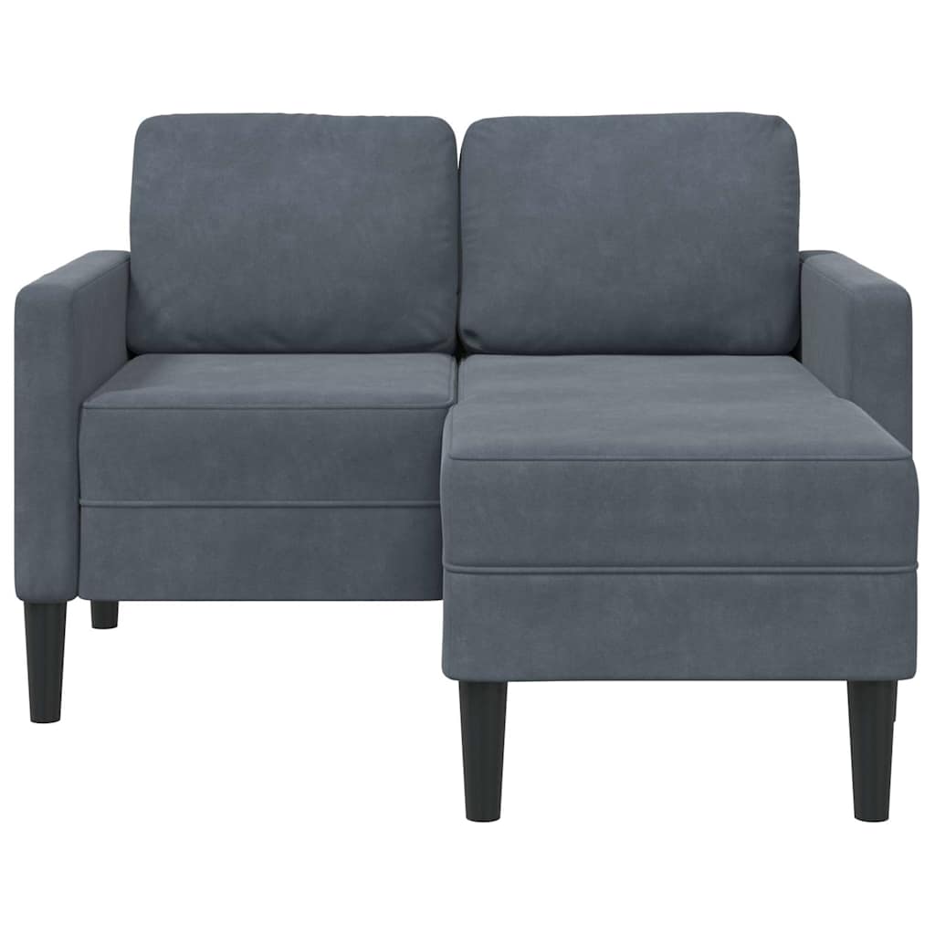Sofa 2-sjed s ležaljkom u obliku slova L tamnosiva 125cm baršun