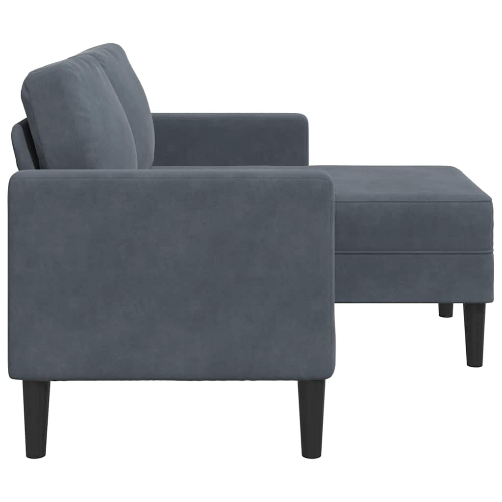 Sofa 2-sjed s ležaljkom u obliku slova L tamnosiva 125cm baršun