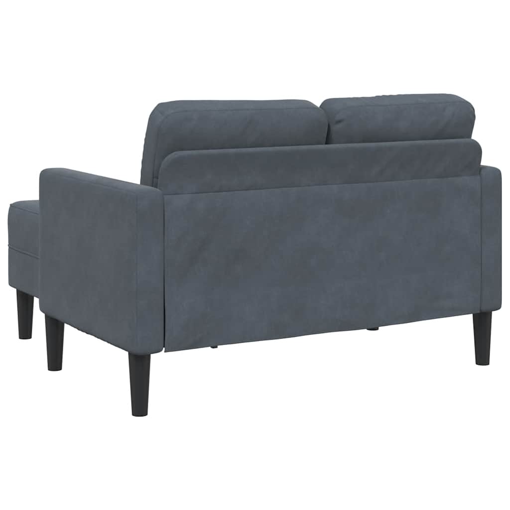 Sofa 2-sjed s ležaljkom u obliku slova L tamnosiva 125cm baršun