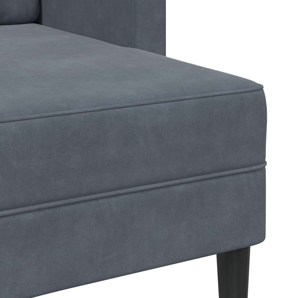 Sofa 2-sjed s ležaljkom u obliku slova L tamnosiva 125cm baršun