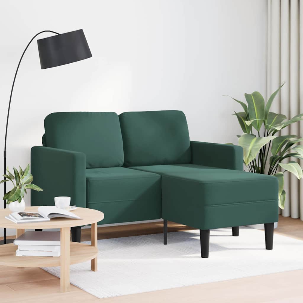 Sofa 2-sjed s ležaljkom u obliku slova L tamnozelena 125 cm