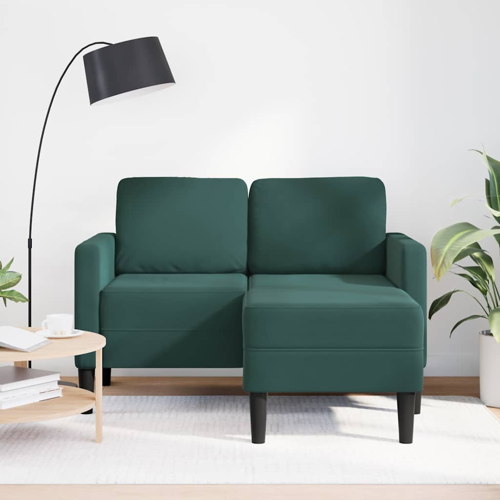 Sofa 2-sjed s ležaljkom u obliku slova L tamnozelena 125 cm