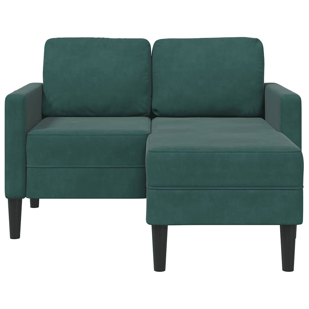 Sofa 2-sjed s ležaljkom u obliku slova L tamnozelena 125 cm