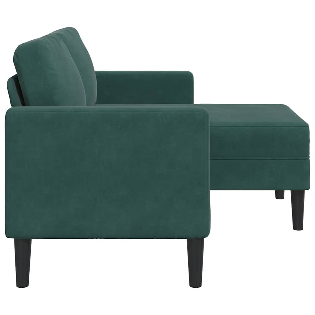 Sofa 2-sjed s ležaljkom u obliku slova L tamnozelena 125 cm