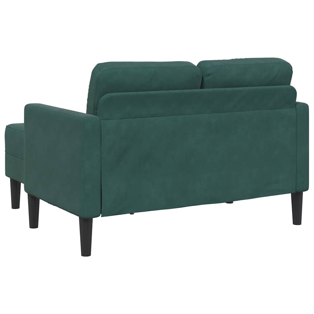 Sofa 2-sjed s ležaljkom u obliku slova L tamnozelena 125 cm