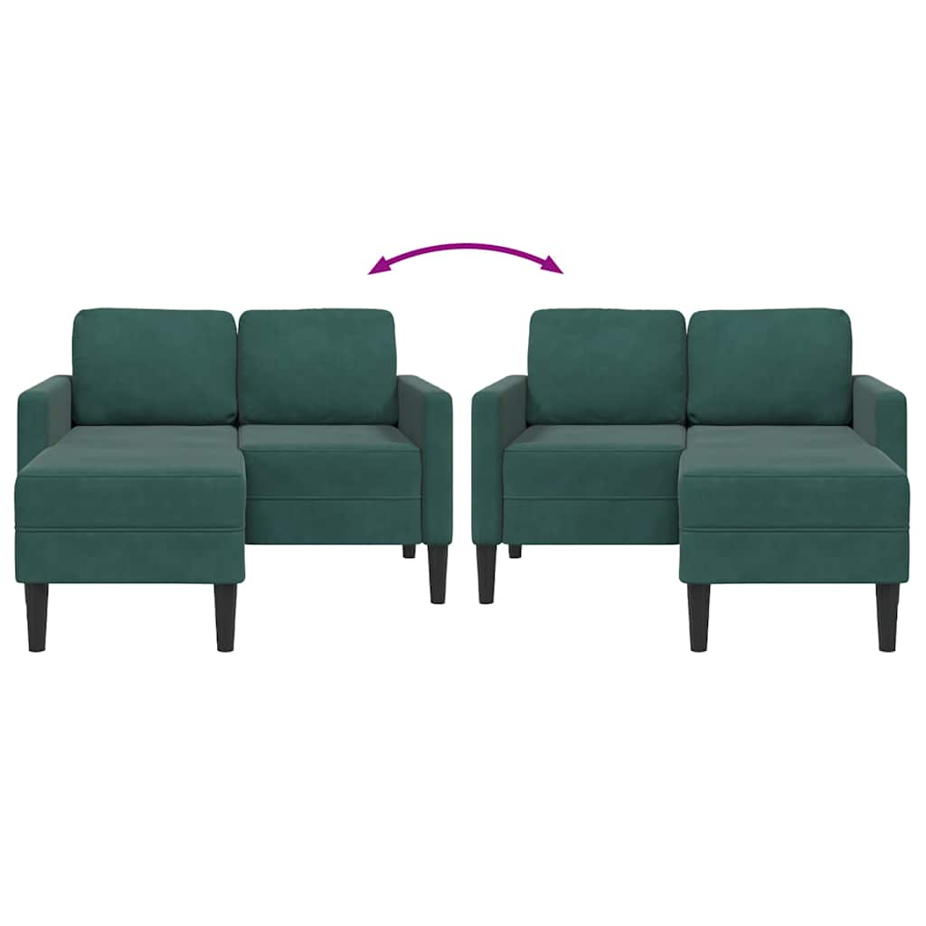 Sofa 2-sjed s ležaljkom u obliku slova L tamnozelena 125 cm