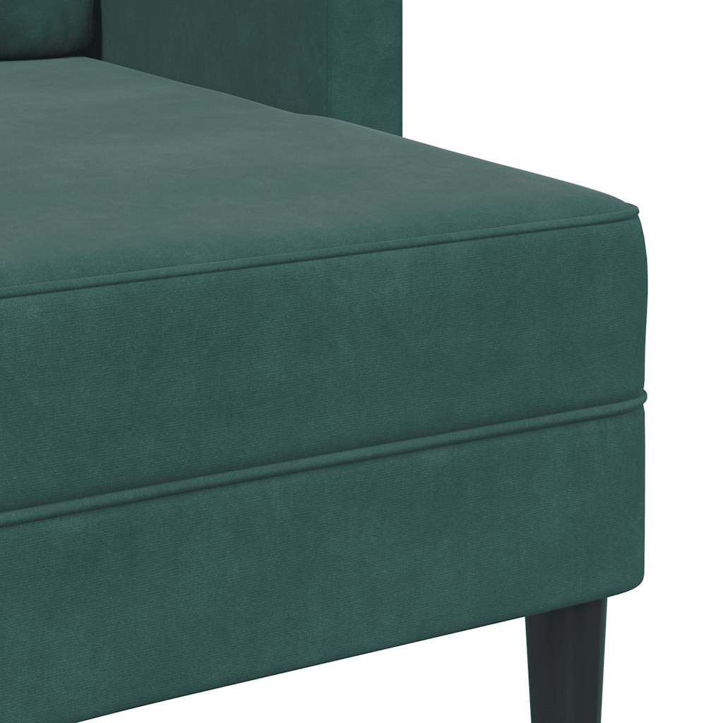 Sofa 2-sjed s ležaljkom u obliku slova L tamnozelena 125 cm