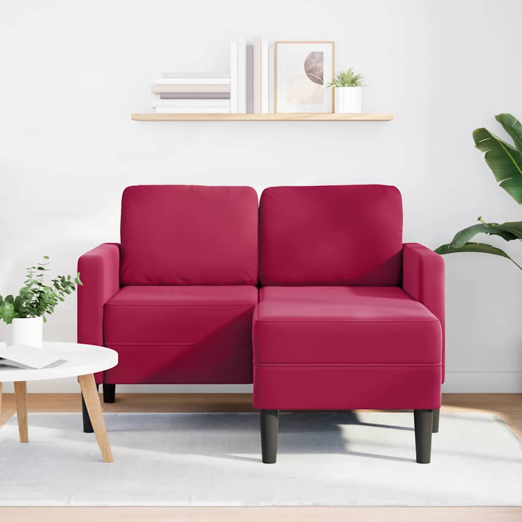 Sofa 2-sjed s ležaljkom u obliku slova L vino crveno 125 cm