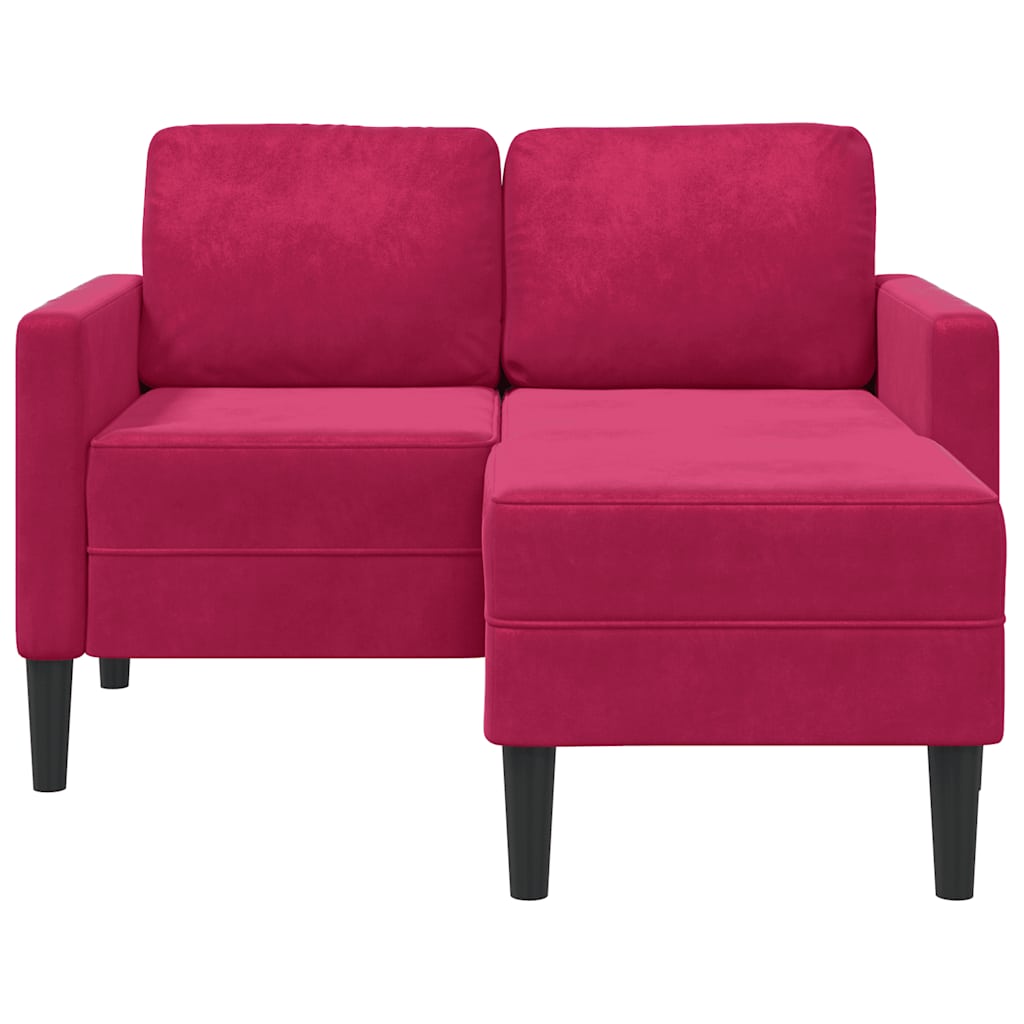 Sofa 2-sjed s ležaljkom u obliku slova L vino crveno 125 cm