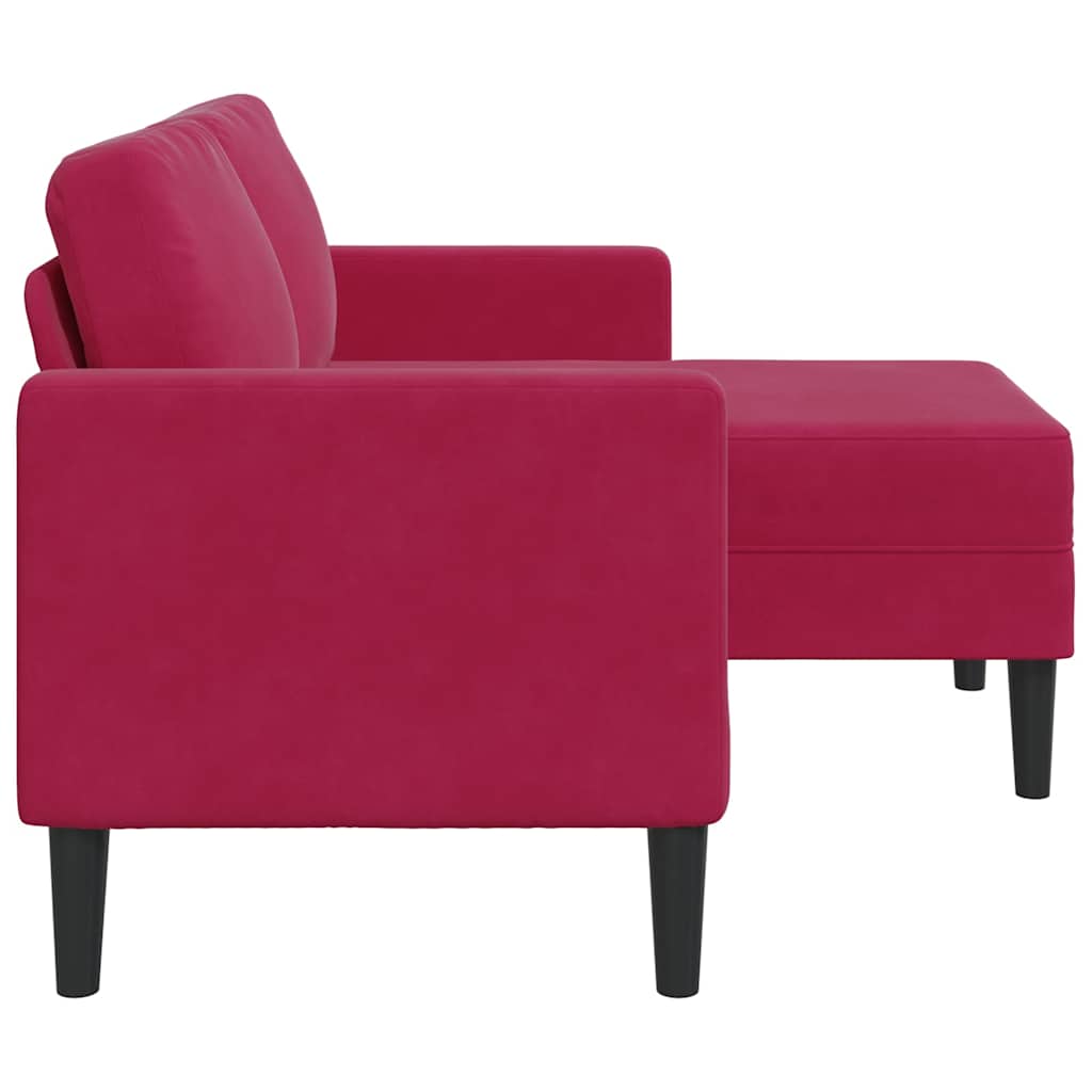 Sofa 2-sjed s ležaljkom u obliku slova L vino crveno 125 cm