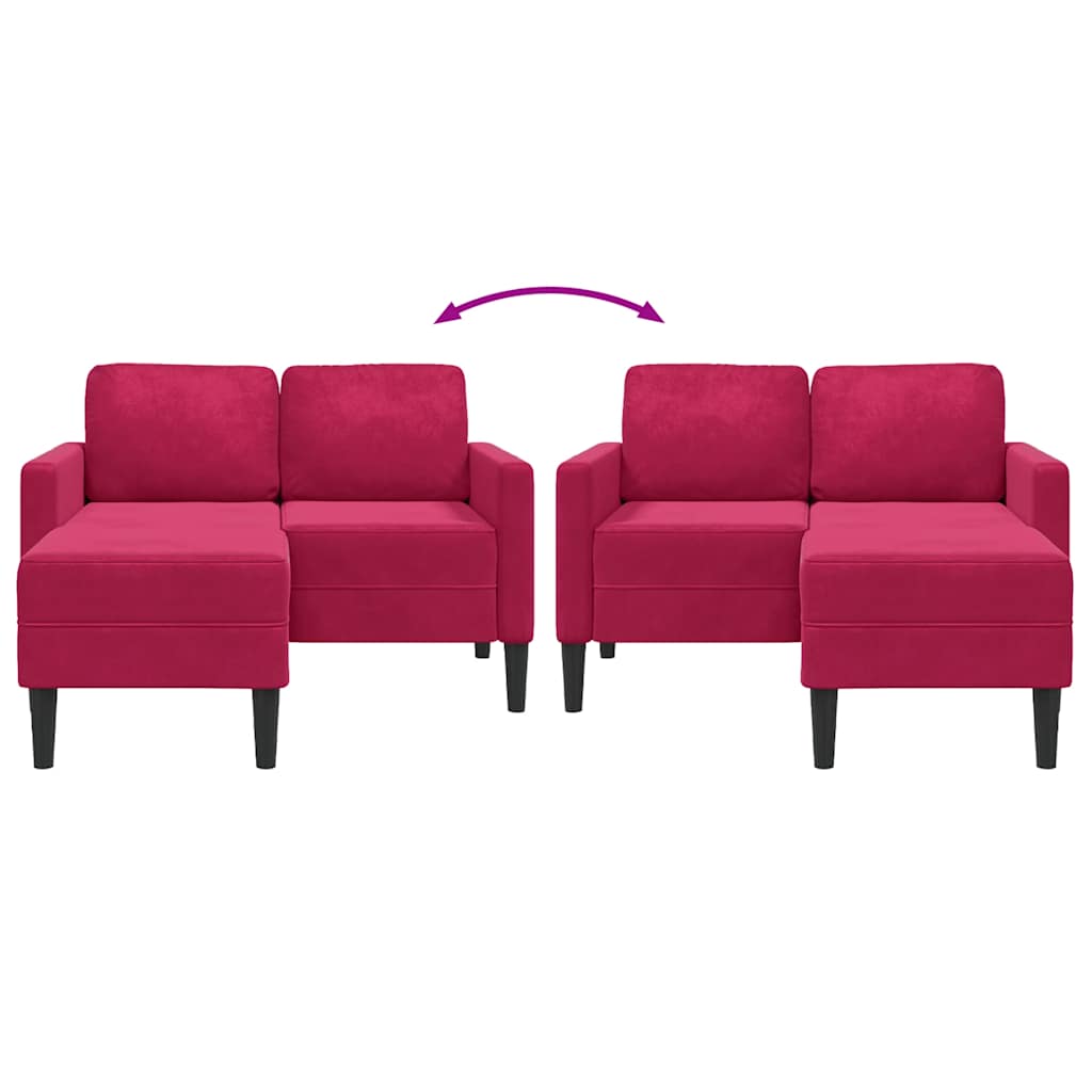 Sofa 2-sjed s ležaljkom u obliku slova L vino crveno 125 cm