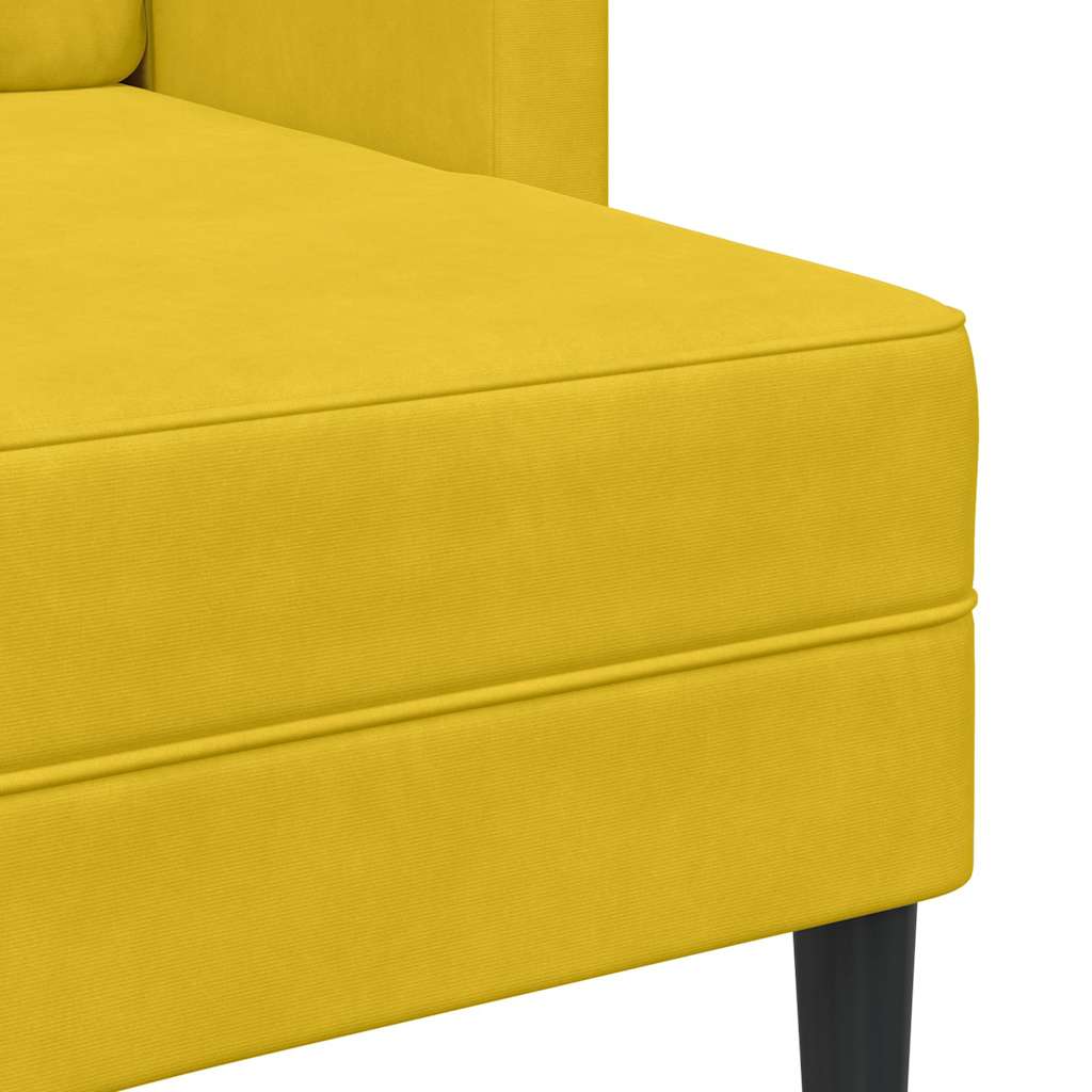 Sofa 2-sjed s ležaljkom u obliku slova L žuti 125 cm baršun