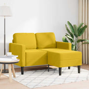 Sofa 2-sjed s ležaljkom u obliku slova L žuti 125 cm baršun