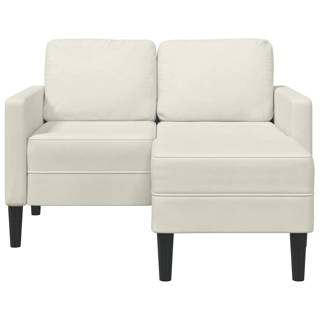 Sofa 2-sjed s ležaljkom u obliku slova L krem 125 cm baršun