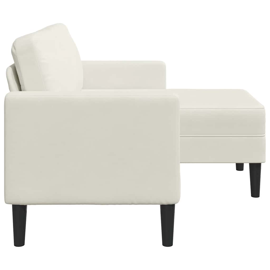 Sofa 2-sjed s ležaljkom u obliku slova L krem 125 cm baršun