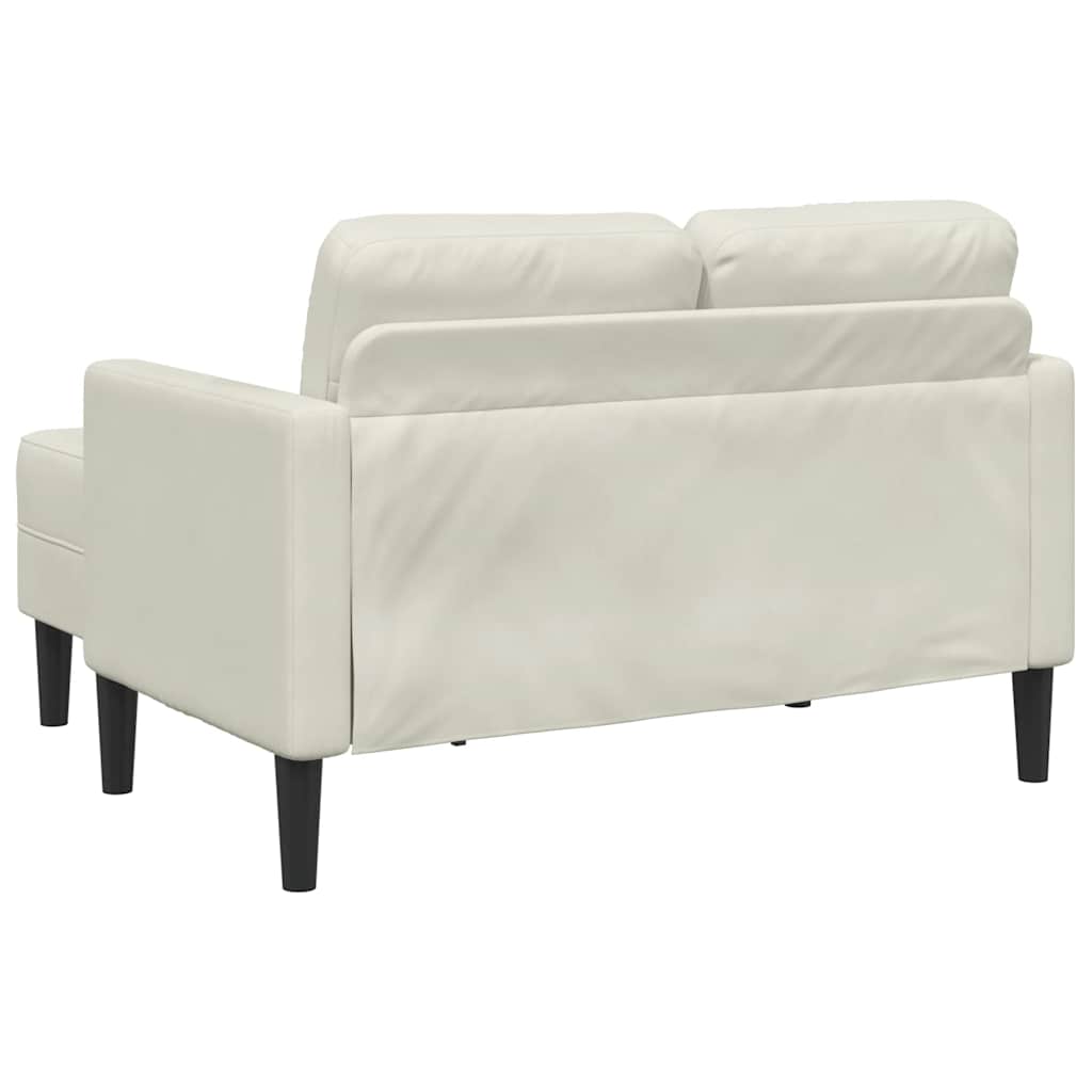 Sofa 2-sjed s ležaljkom u obliku slova L krem 125 cm baršun