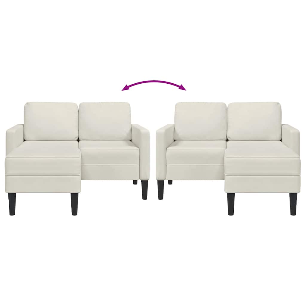 Sofa 2-sjed s ležaljkom u obliku slova L krem 125 cm baršun