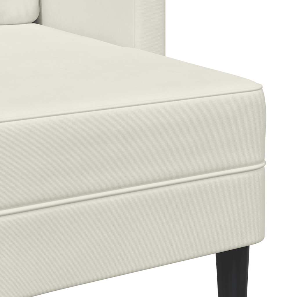 Sofa 2-sjed s ležaljkom u obliku slova L krem 125 cm baršun