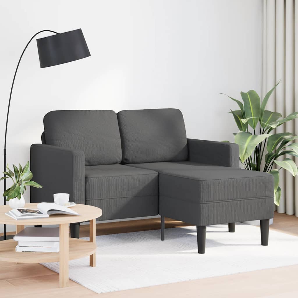 Dvosjed s ležaljkom u obliku slova L, tamno siva, 125 cm, lanena