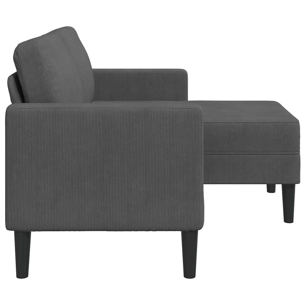 Dvosjed s ležaljkom u obliku slova L, tamno siva, 125 cm, lanena