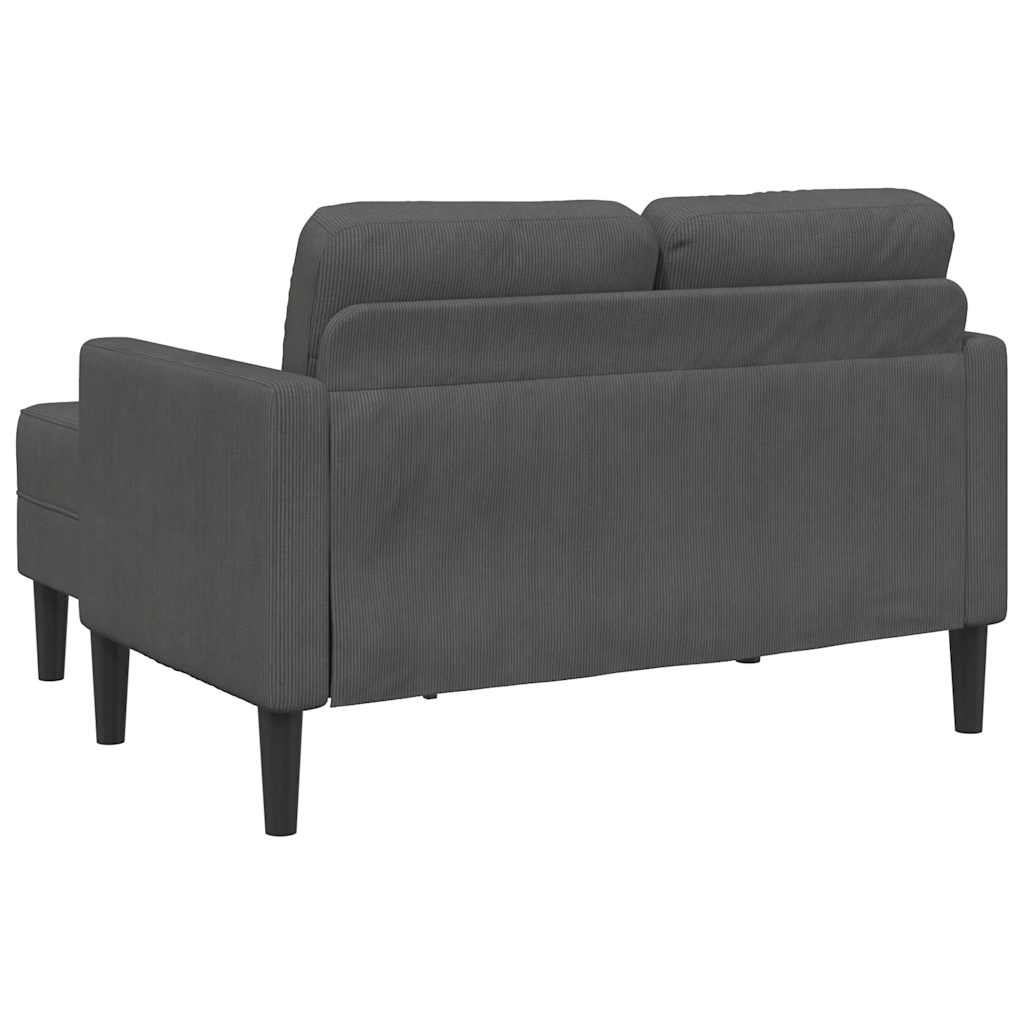 Dvosjed s ležaljkom u obliku slova L, tamno siva, 125 cm, lanena