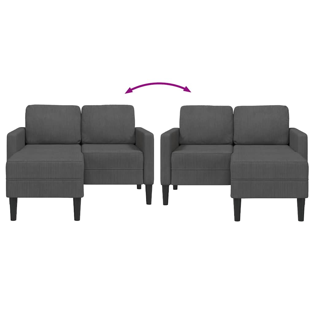 Dvosjed s ležaljkom u obliku slova L, tamno siva, 125 cm, lanena