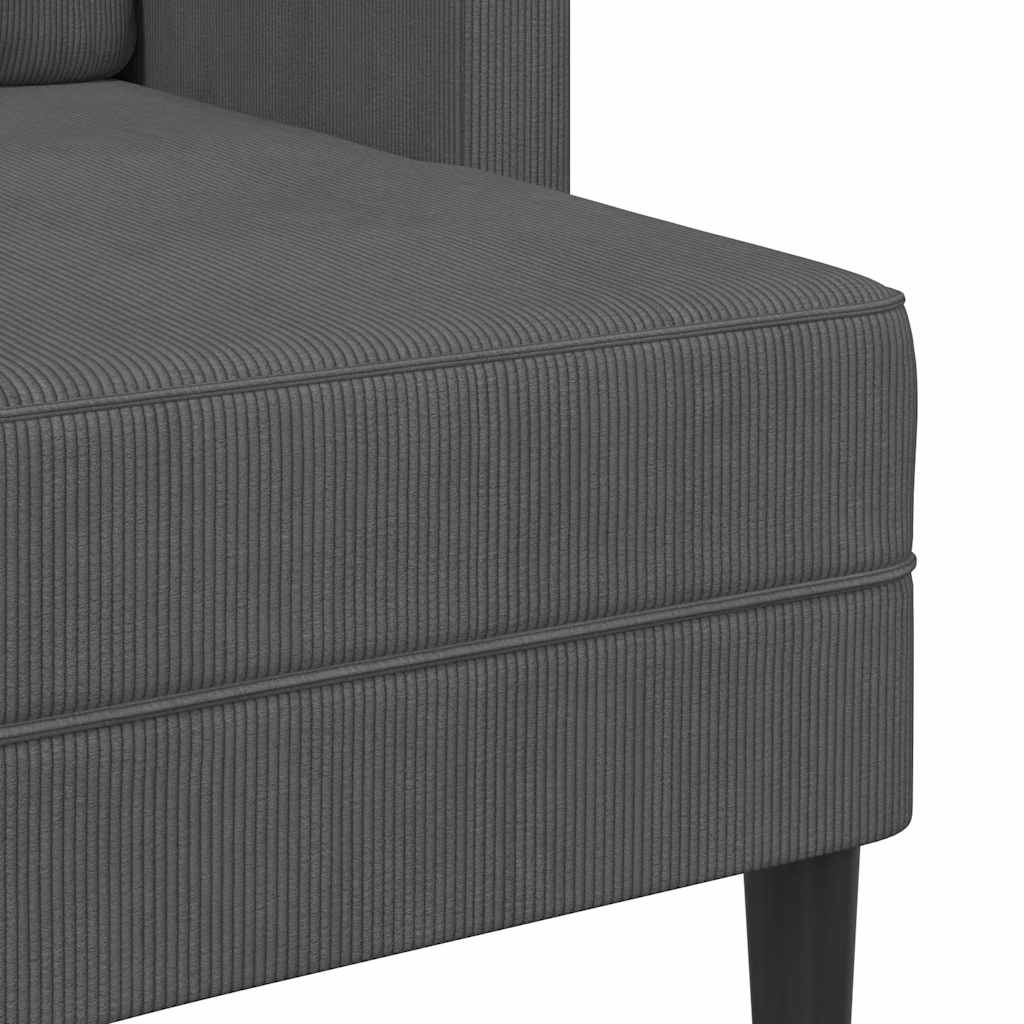 Dvosjed s ležaljkom u obliku slova L, tamno siva, 125 cm, lanena