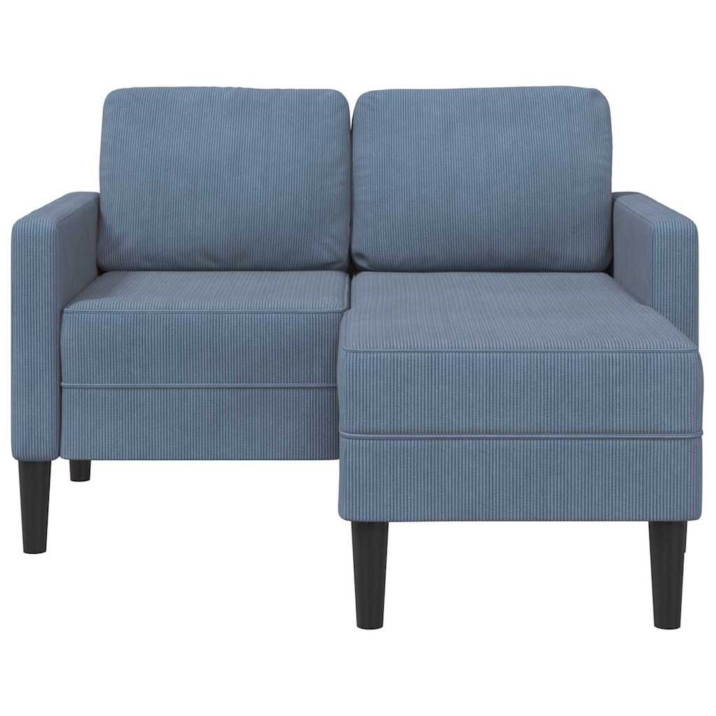 Sofa 2-sjed s ležaljkom u obliku slova L plava 125 cm lan