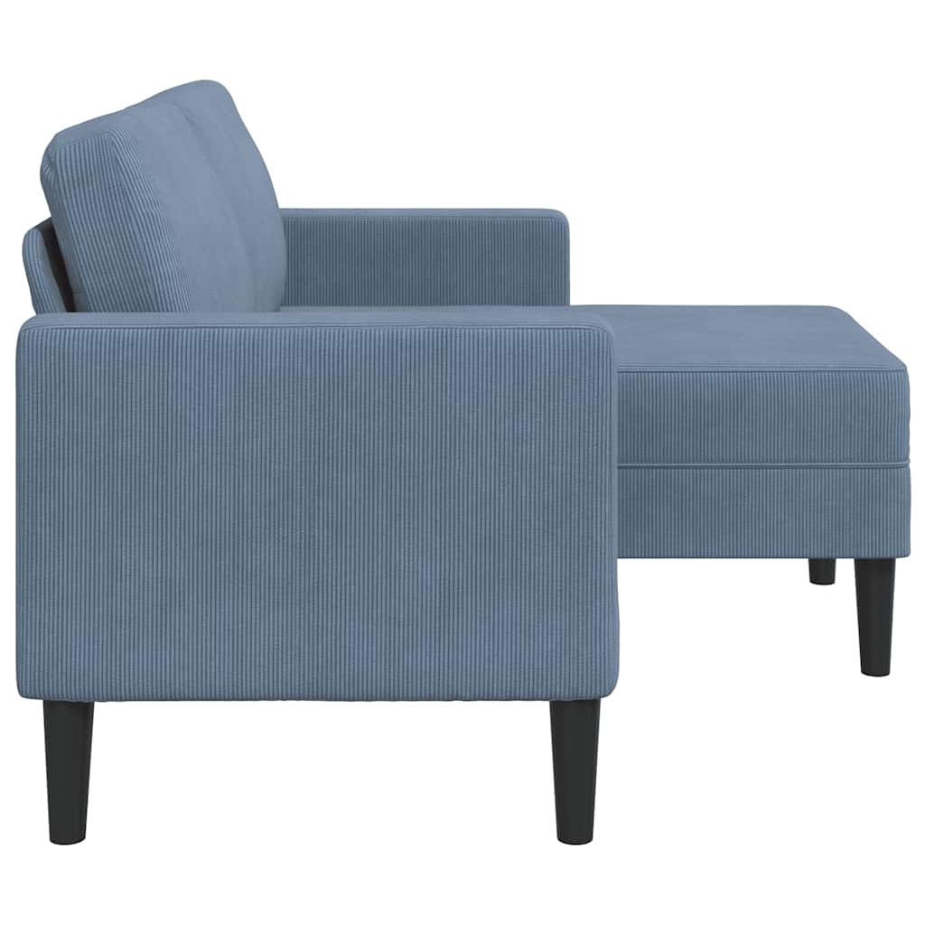 Sofa 2-sjed s ležaljkom u obliku slova L plava 125 cm lan